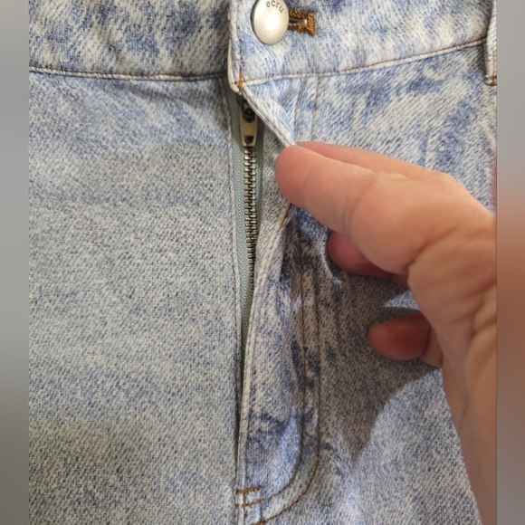 Ecru Denim-Print Wide-Leg Sweatpants 10 Pockets Zip & Button Closure Light Blue - Picture 9 of 9